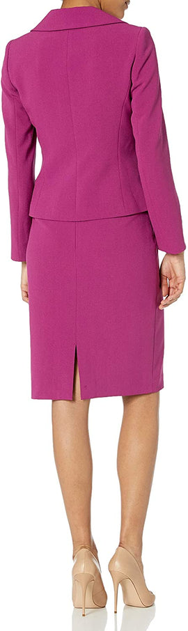 Tahari ASL Women's Pebble Crepe 4 Button Jacket and Skirt Set