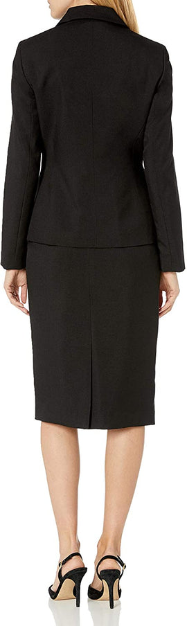 Le Suit Women's Plus Size 2 Button Notch Collar Skimmer Skirt Suit
