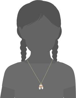 Little Miss Twin Stars14k Girls Necklace Gold Plated Enamel Bow & Ballerina Shoes Ballet Necklace