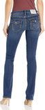 True Religion Women's Billie Big T Mid Rise Straight Leg Fit Jean with Back Flap Pockets