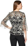 Alex Evenings Women's Embroidered Blouse with Bell Sleeves Shirt Missy and Plus