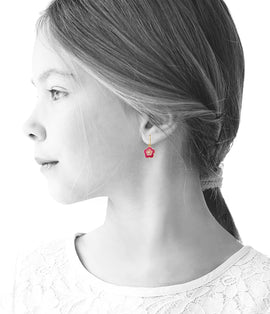 Little Miss Twin Stars Kids Earrings -Frosted Flowers 14k Gold Platedls Earrings Enamel Flower Leverback Girls Earrings-Brass