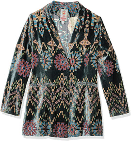 Johnny Was Women's Printed Velvet Burnout Blazer