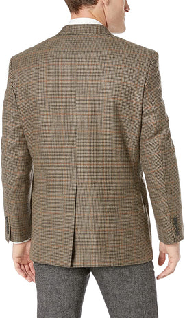 Haggar Men's Houndstooth Plaid Lambswool Classic Fit Sport Coat, Oatmeal,