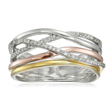 Effy Womens 925 Sterling Silver Diamond Ring, Silver