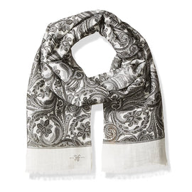 Hickey Freeman Men's Italian Wool Silk Jacquard Paisley Scarf