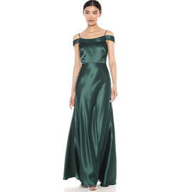 Jenny Yoo Women's Serena Draped Off The Shoulder Satin Crepe Gown